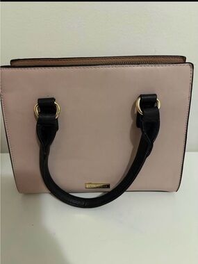 Call It Spring Blush and Black Leather Satchel with Gold Accents